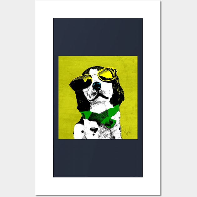 FUNNY DOG BLUE YELLOW Wall Art by NYWA-ART-PROJECT